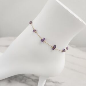 Minimalist Purple Dainty Stones 18K Gold Plated Anklet